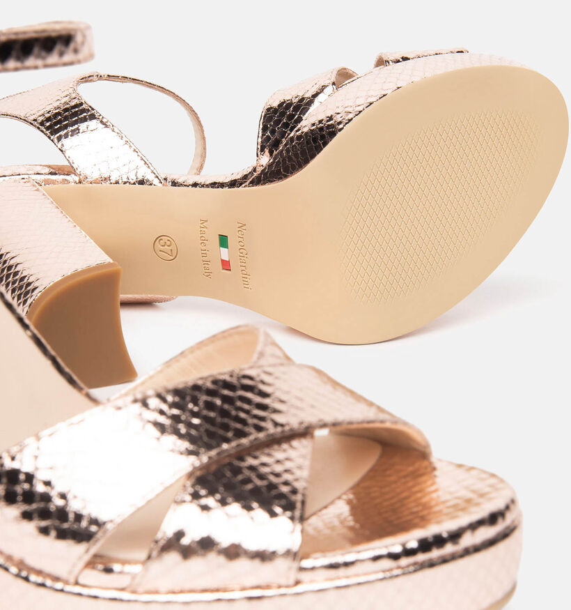 NeroGiardini Rose Gold Sandalen met blokhak voor dames (355976)