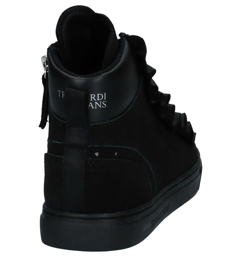 Zwarte Hoge Sneakers Trussardi Jeans in daim (222383)
