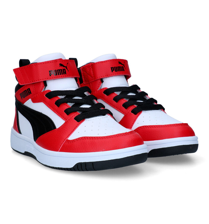 Puma Rebound v6 mid Witte Sneakers voor meisjes, jongens (350365) - geschikt voor steunzolen