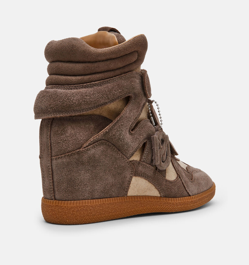 Steve Madden Mavis Taupe Hoge Sneakers met Sleehak voor dames (378158)