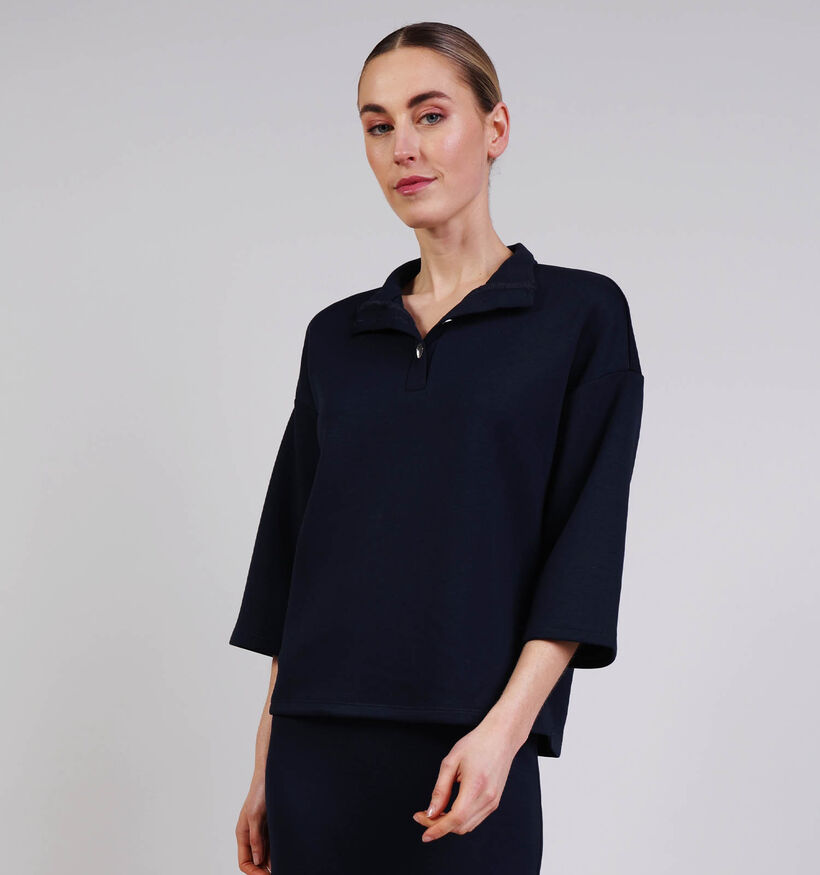 Vila Siffi High Neck Donkerblauwe Trui met Knopen voor dames (368114)