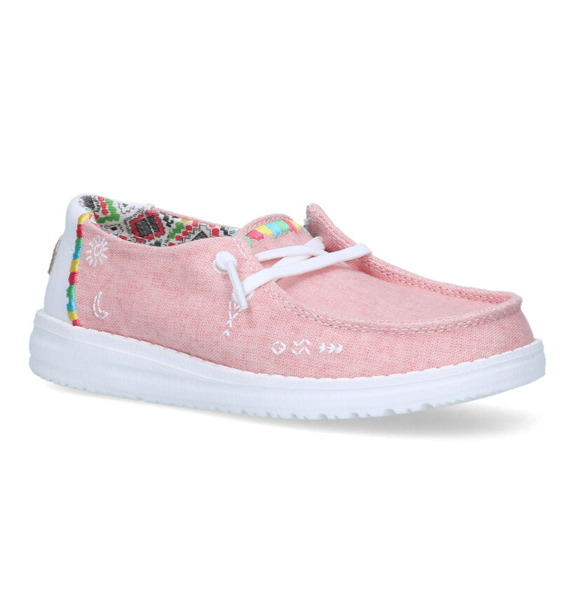 HEYDUDE Wendy Youth Boho Mocassins en Rose pour filles (322993) - pour semelles orthopédiques