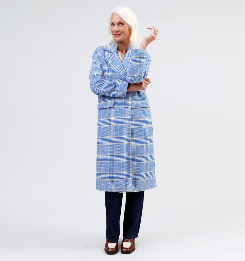 Vila Tora Manteau à carreaux en Bleu pour femmes (328915)