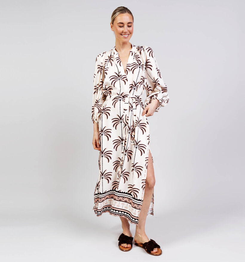 Orfeo Katie Lichtbeige/Bruine Lange Jurk Palm Trees voor dames (375182)
