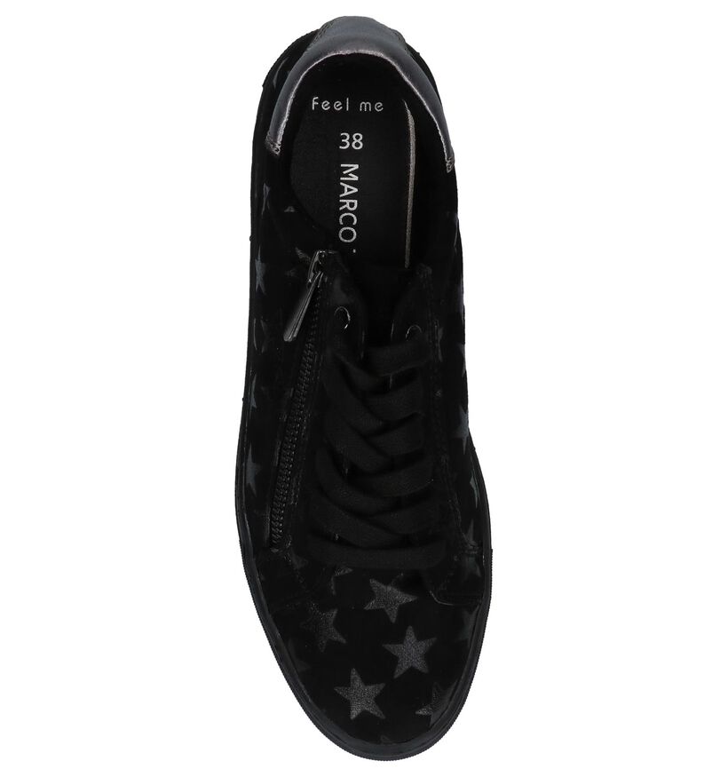 Marco Tozzi Zwarte Sneakers met Sterrenprint in stof (222084)