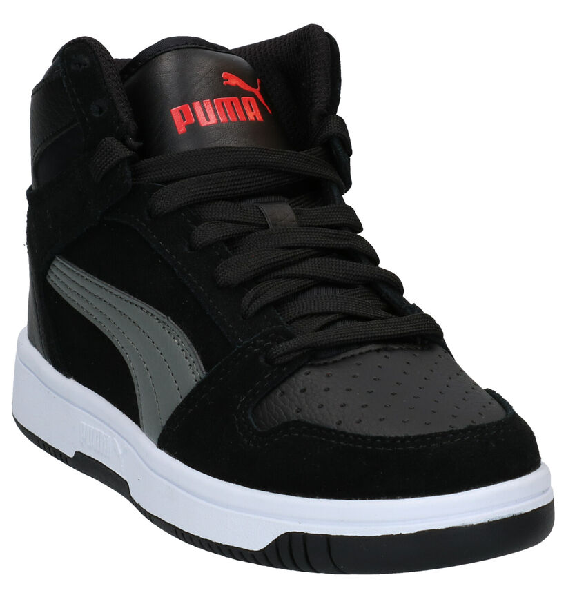 Puma Rebound Layup Zwarte Sneakers in leer (283055)