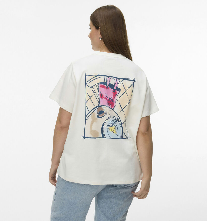 Vero Moda Curve Vera Caty T-shirt Paris en Blanc pour femmes (367791)