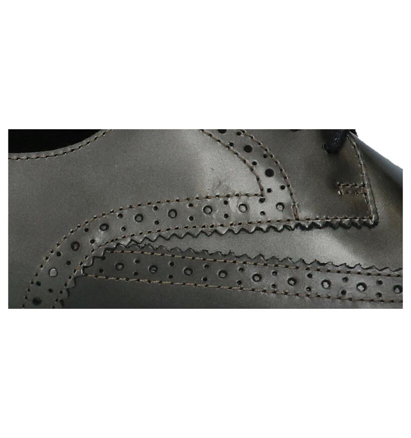 Bronx Grijze Metallic Veterschoenen in leer (229871)