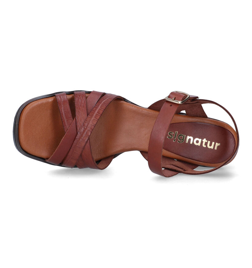 Signatur Cognac Sandalen Met Blokhak voor dames (319775)