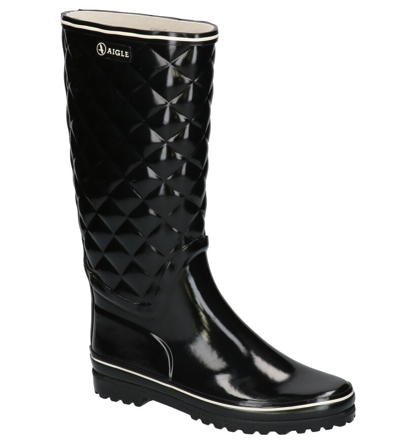 Aigle Venise Quilt Bottes de Pluie en Noir en caoutchouc (263404)