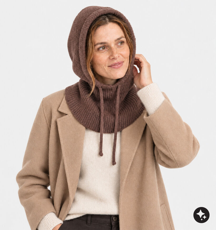 Via Limone Zachte Donkerbruine Capuchonsjaal voor dames (382729)