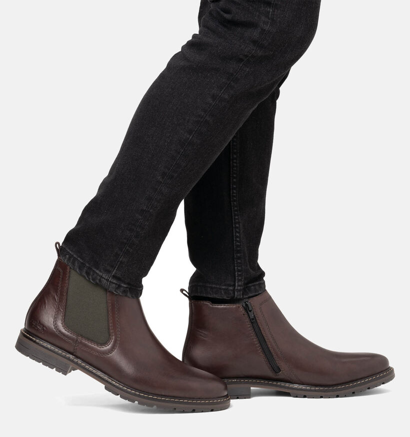 Rieker Bottines Chelsea en Brun foncé pour hommes (347447)