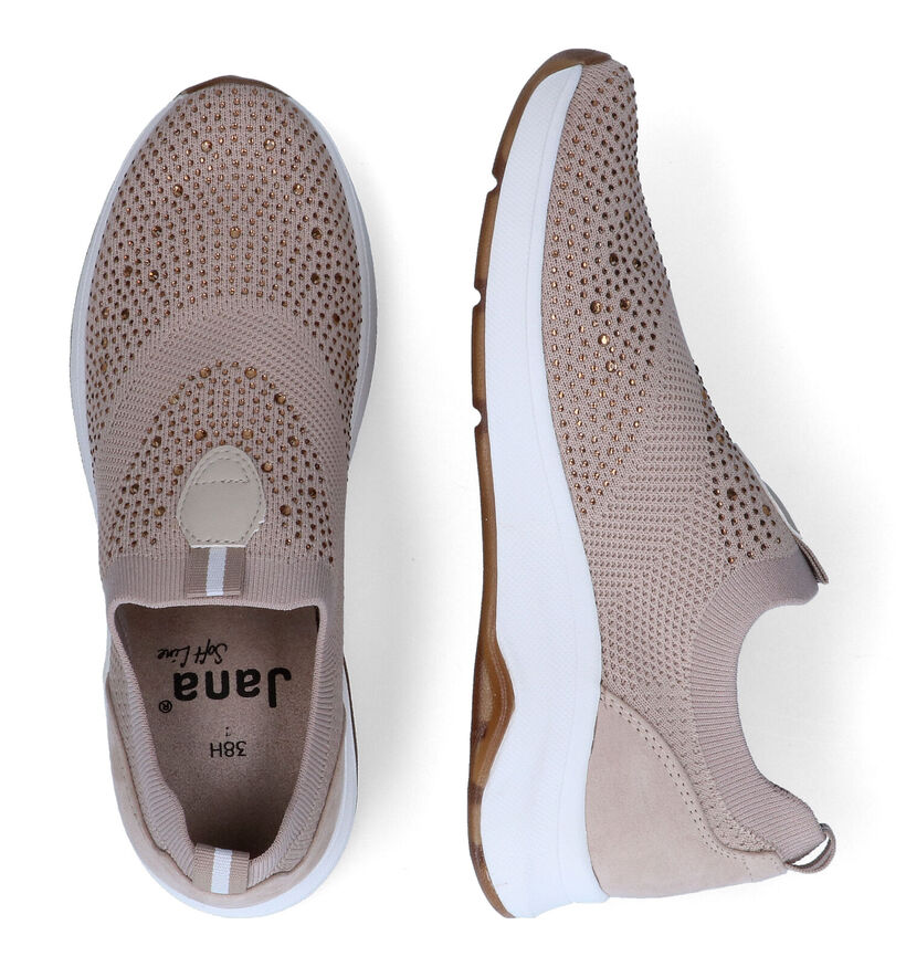 Jana Beige Slip-on Sneakers in stof (304548)