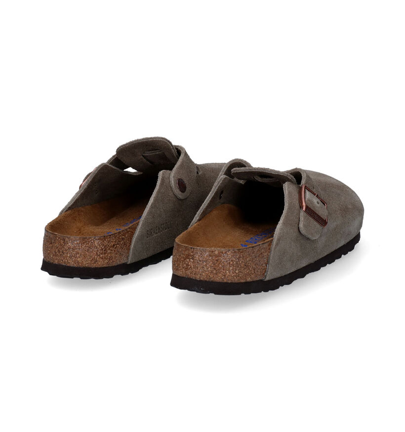 Birkenstock Boston Soft footbed Beige Slippers in daim (305414)