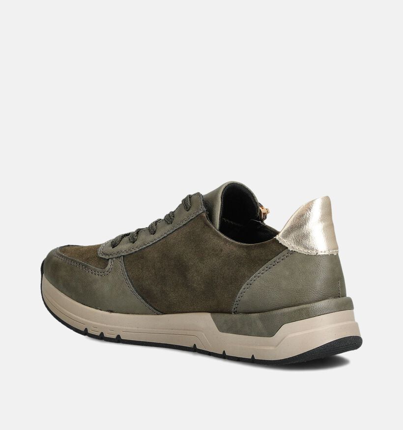 Rieker Kaki/Bruine Sneakers met Veter en Rits voor dames (360487) - geschikt voor steunzolen
