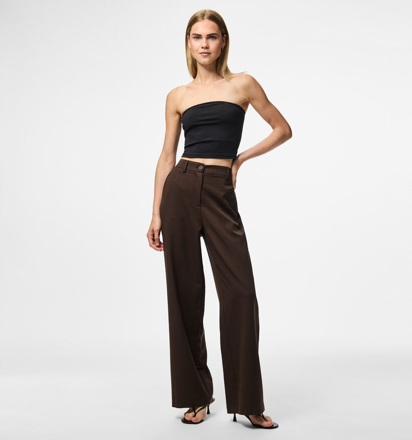 Pieces Kamil Bruine High waist geklede broek L32 voor dames (362267)