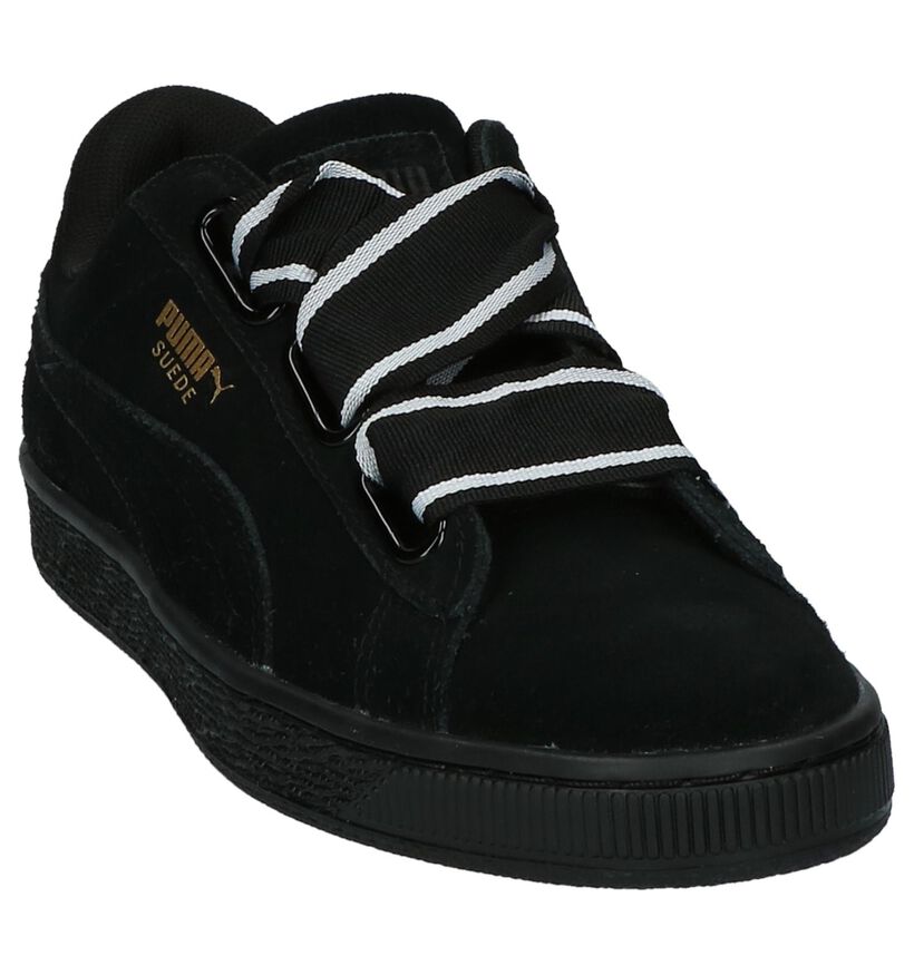 Zwarte Lage Sneakers Puma Suede Heart in stof (199470)