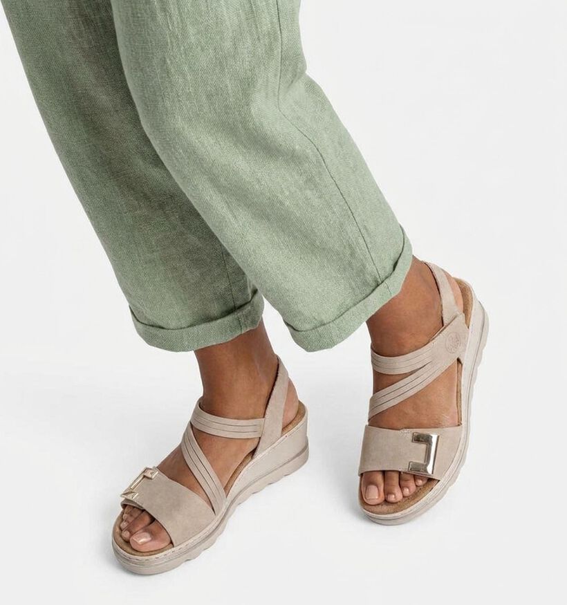 Rieker Beige Sandalen met Sleehak voor dames (370409)