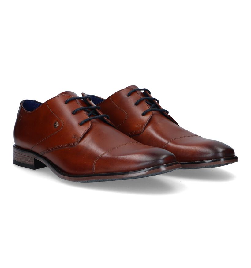 Bugatti Rinaldo Chaussures habillées en Cognac pour hommes (327839)