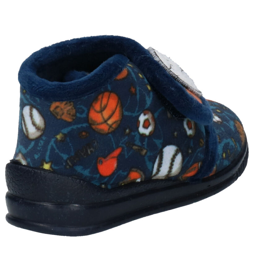 Milo & Mila Blauwe Pantoffels in stof (255011)