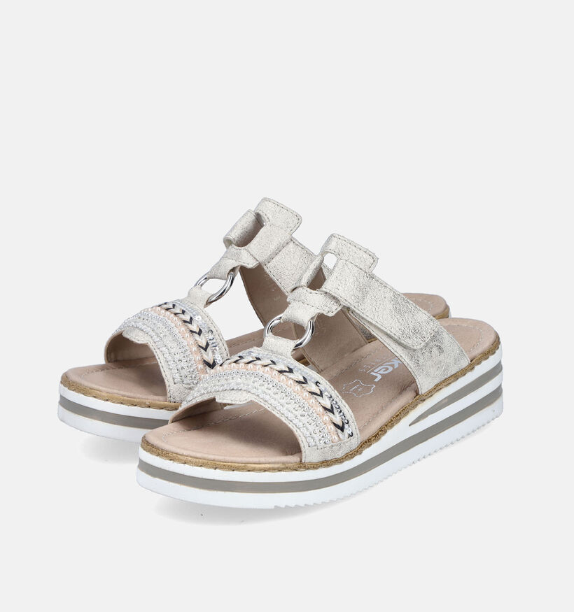 Rieker Gouden Slippers met sleehak voor dames (354918)