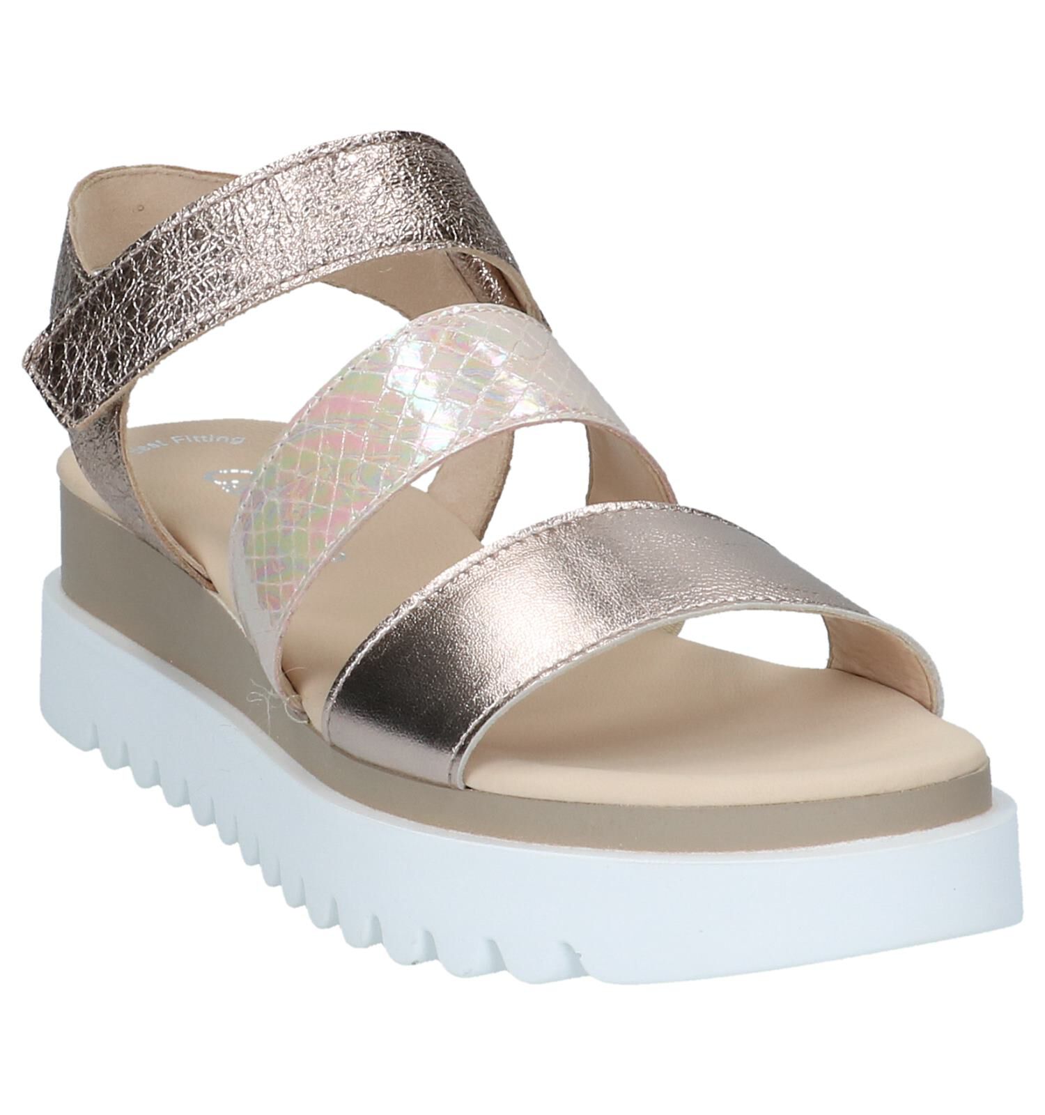 Rose Gold Sandalen met Plateauzool Gabor Best Fitting Dames