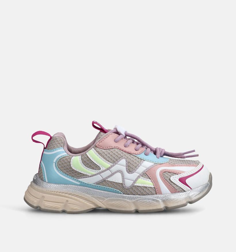 Naturino Wave Lichtbeige/Colorblock Sneakers voor meisjes (371552) - geschikt voor steunzolen