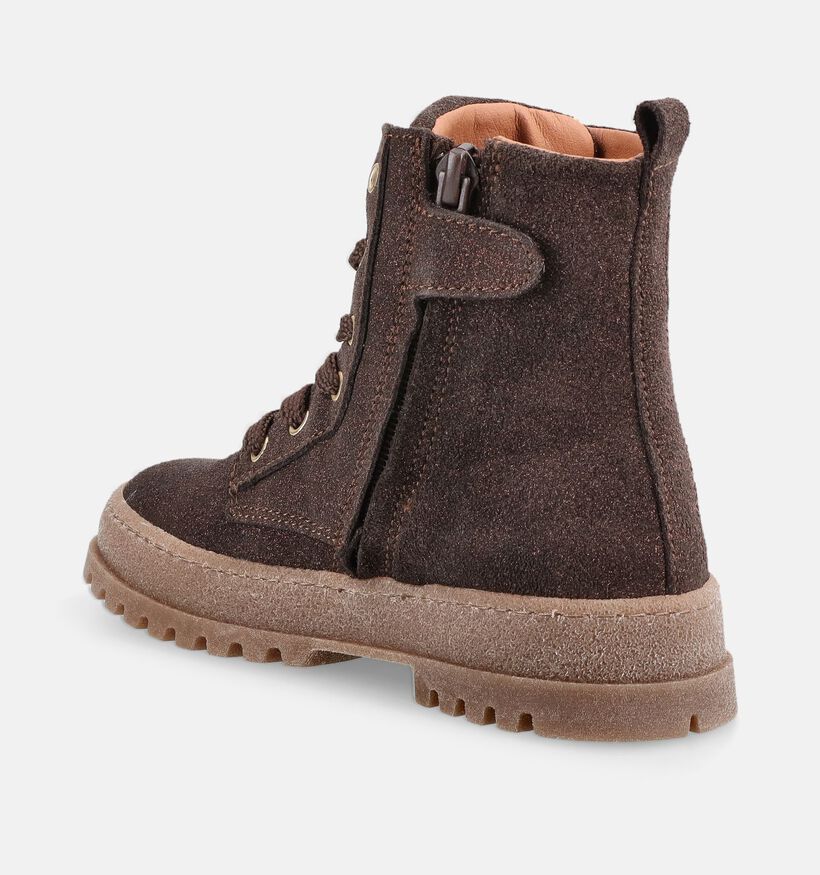 Little David Emoa Donkerbruine Veterboots voor meisjes (380632) - geschikt voor steunzolen