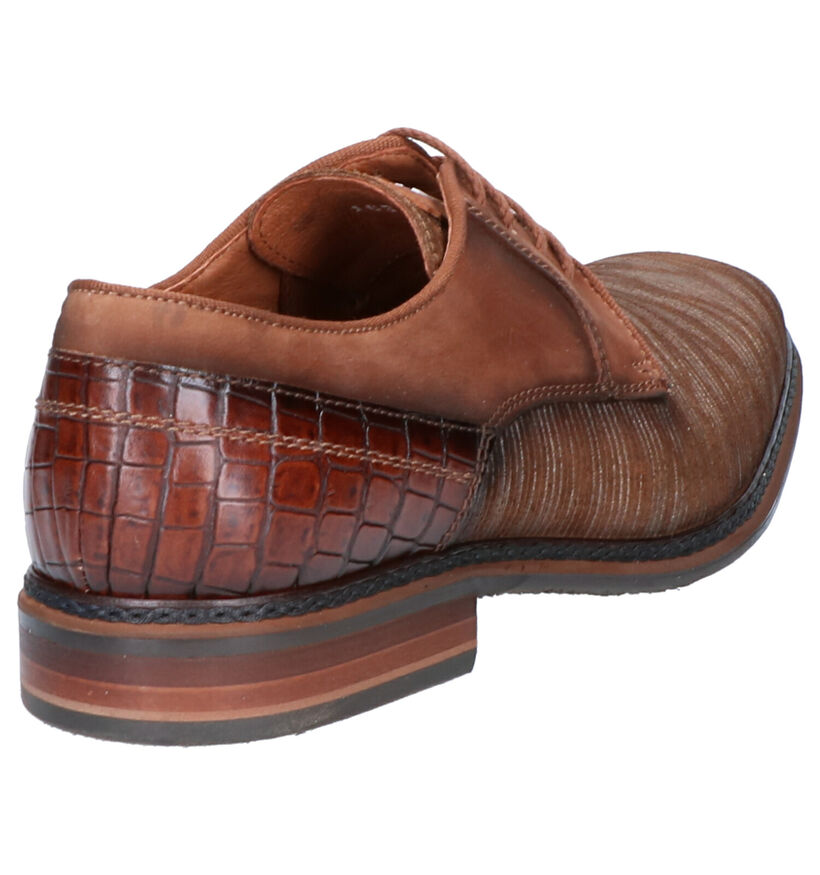 Braend Cognac Geklede Veterschoenen in nubuck (261045)