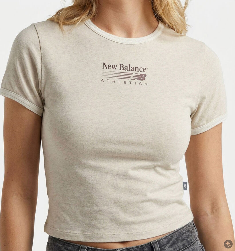 New Balance Trackside Ringer Beige T-shirt en Beige pour femmes (385902)