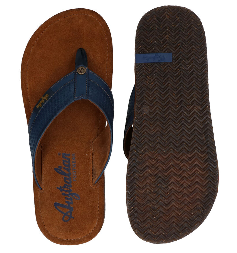 Australian Newport Blauwe Teenslippers in leer (289190)