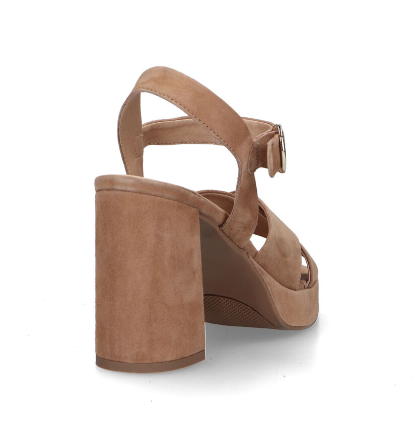 Signatur Sandales avec talon carré en Beige pour femmes (321704)