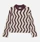Vero Moda Libra Bordeaux/Lichtbeige Chevron Trui voor dames (366125)