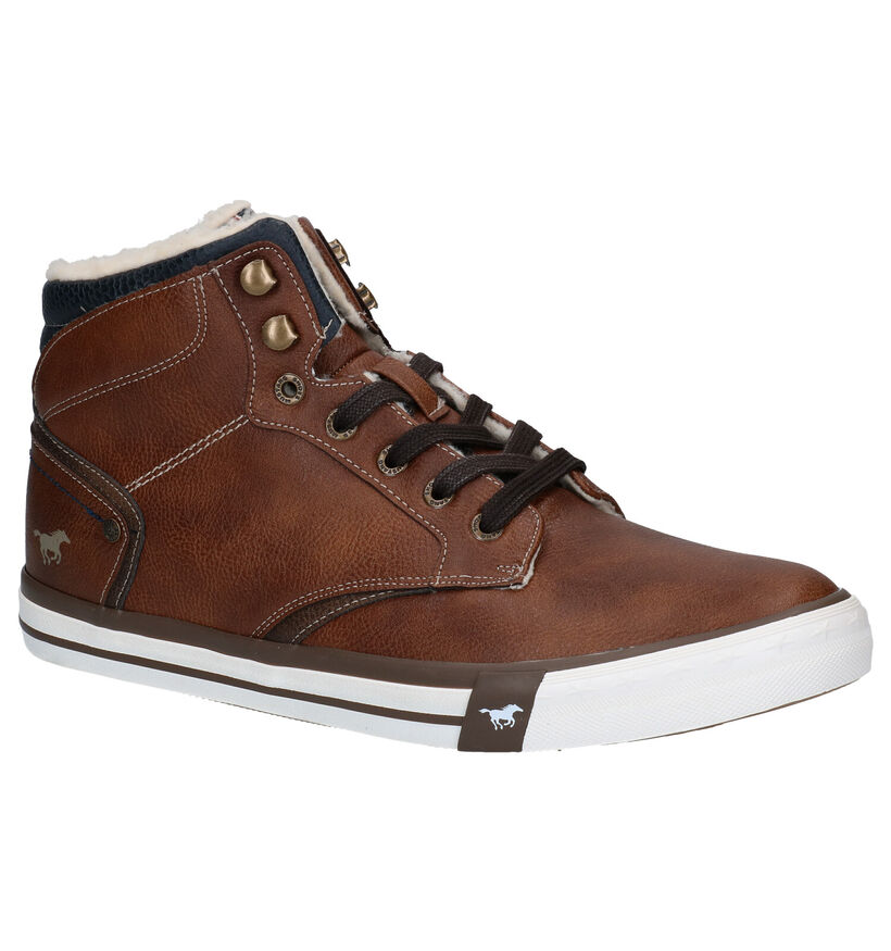 Mustang Cognac Hoge Schoenen in kunstleer (277295)