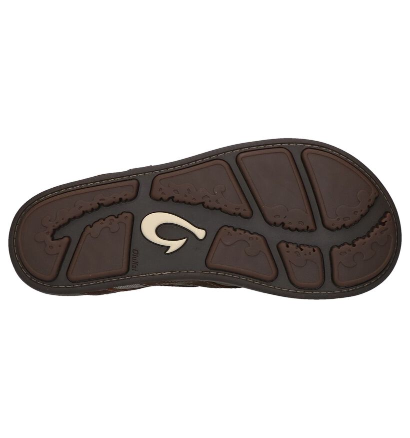 OluKai Tongs en Brun foncé en cuir (242545)