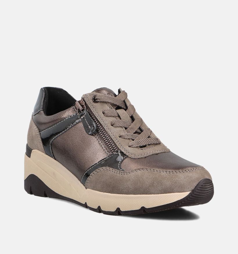 Jana Taupe Sneakers met Veter en Rits voor dames (360424) - geschikt voor steunzolen