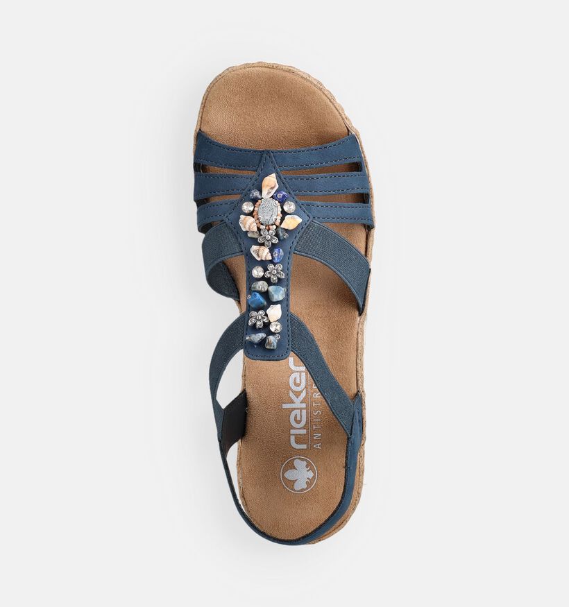 Rieker Blauwe Sandalen met sleehak voor dames (370380)