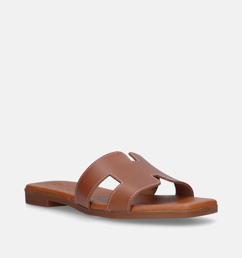 Oh My Sandals Nu-pieds plates en Cognac pour femmes (340083)