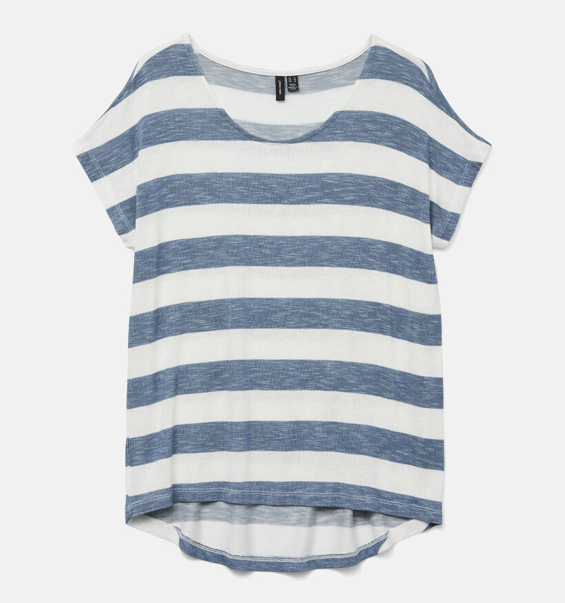 Vero Moda Wide Stripe T-shirt en Blanc/Bleu pour femmes (369416)