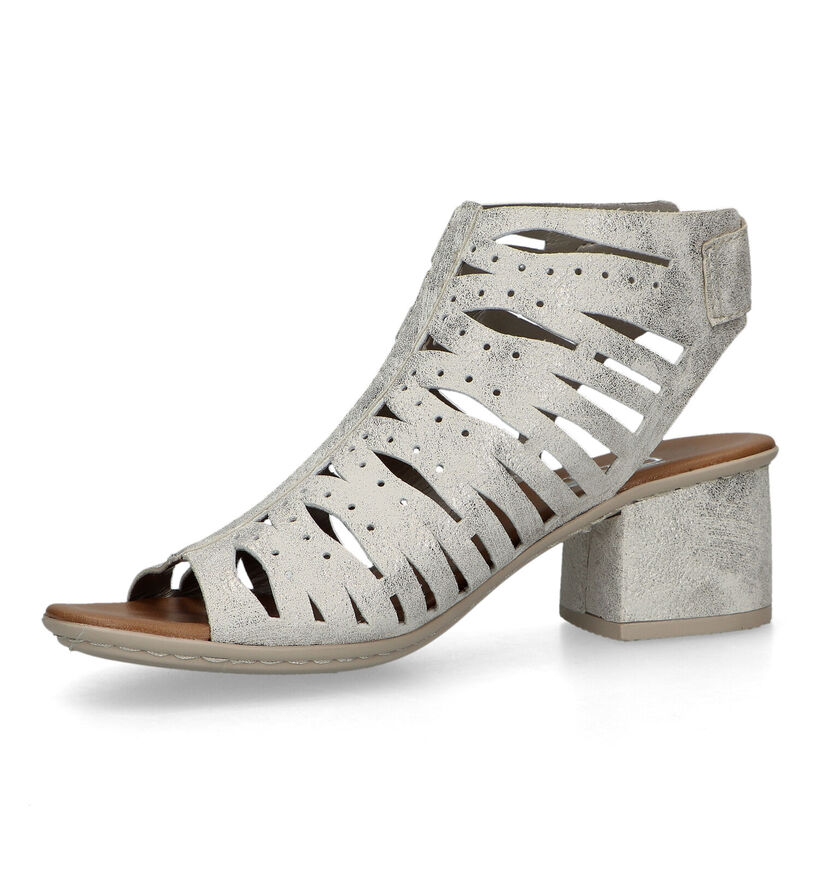 Rieker Zilveren Sandalen met blokhak voor dames (339085)