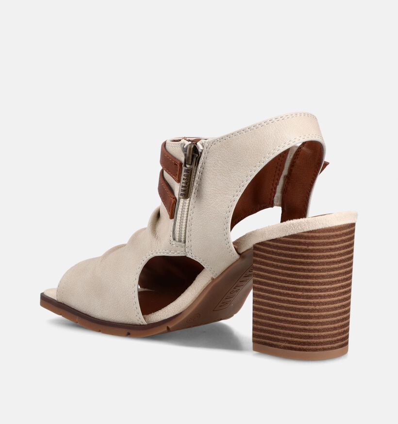 Mustang Ecru/Bruine Sandalen met hak voor dames (372132)