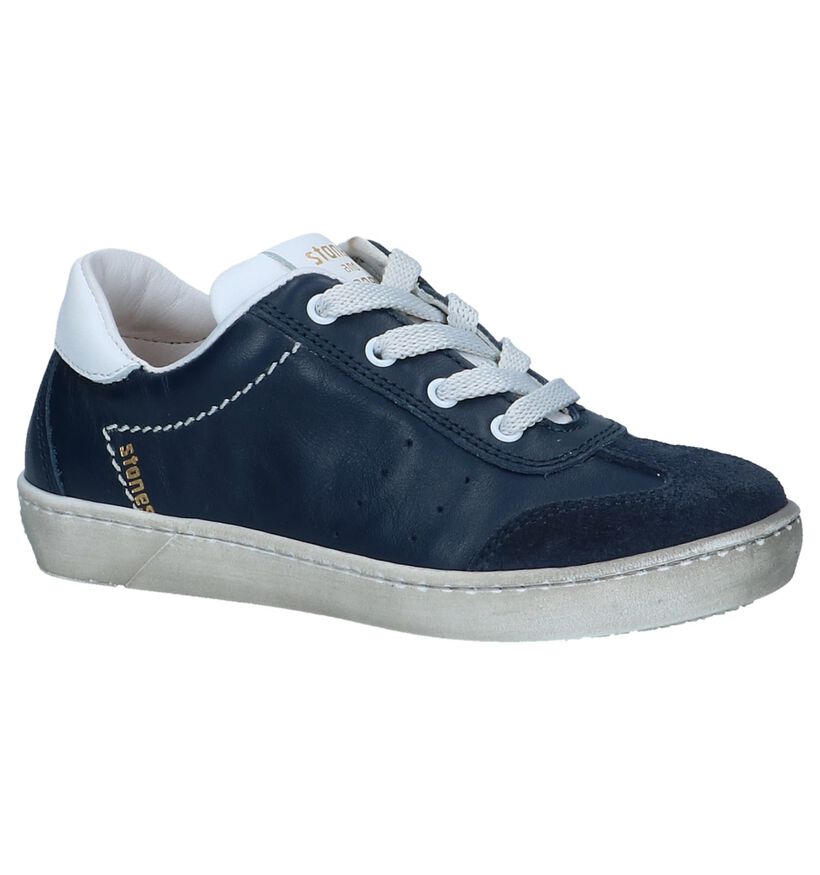 Donkerblauwe Casual Schoenen STONES and BONES Zefor in leer (239802)