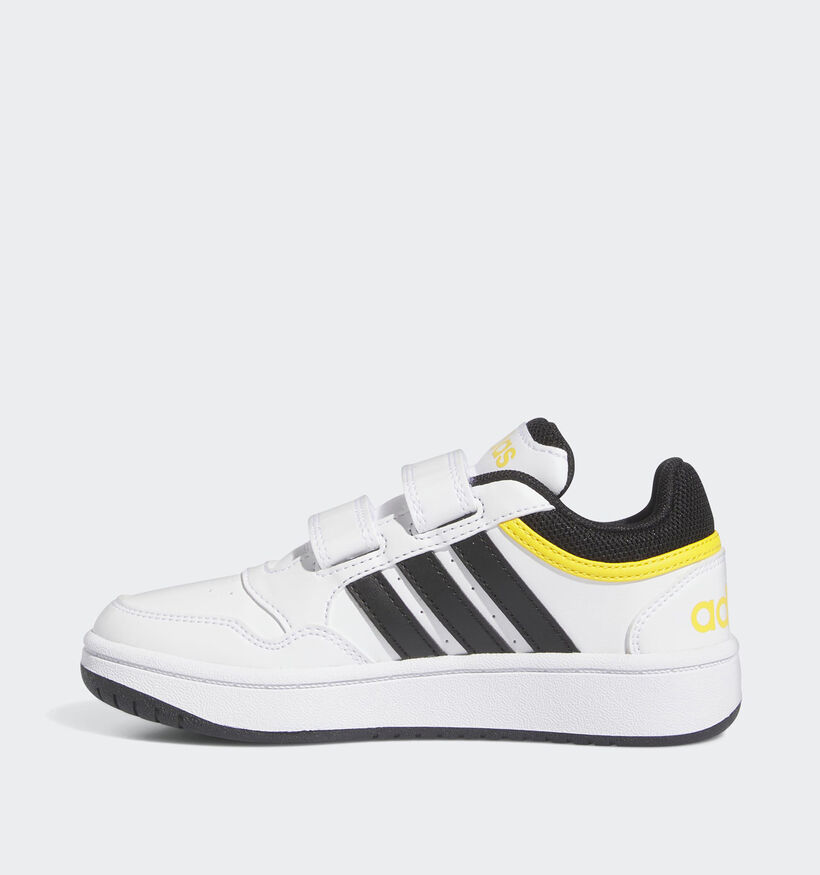 adidas Hoops 3.0 Baskets en Blanc/Jaune pour filles, garçons (366070) - pour semelles orthopédiques