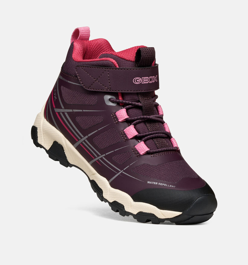 Geox Magnetar Baskets montantes en Bordeaux pour filles (376278) - pour semelles orthop&eacute;diques