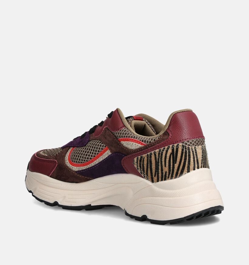 Posh by Poelman Bordeaux/Bruine Sneakers voor dames (361450) - geschikt voor steunzolen
