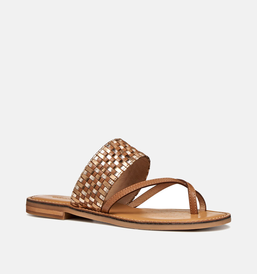 Geox Nu-pieds plates en Cognac pour femmes (368489)