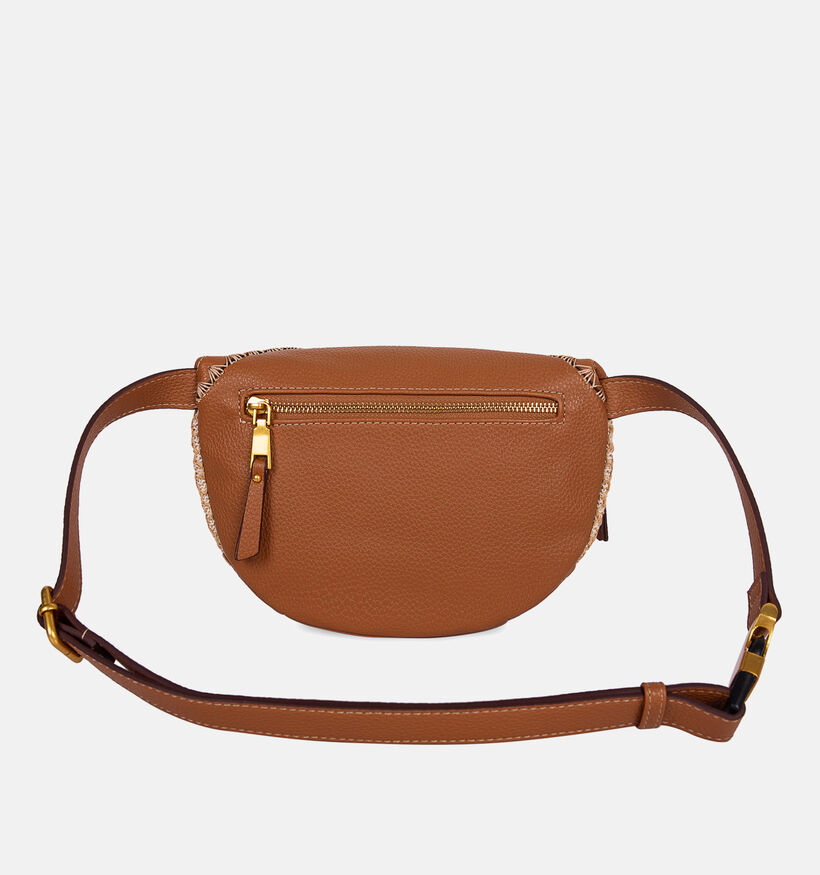 Laurent David Sac banane en Beige/Cognac pour femmes (373940)