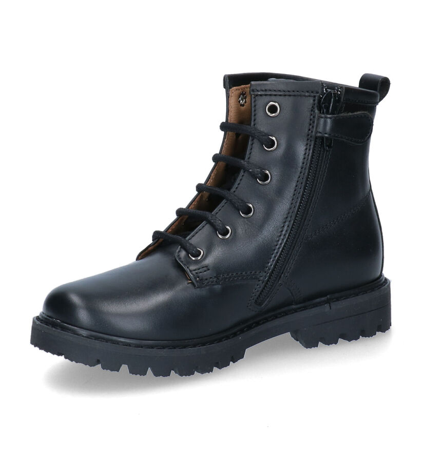 STONES and BONES Basis Zwarte Bottines in leer (301322)