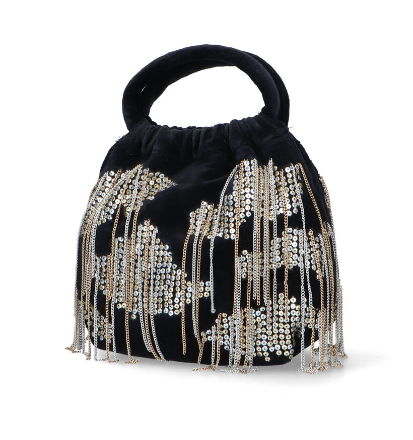 Hvisk Jolly Sequin Velvet Vegan Sac à main en Noir pour femmes (318520)