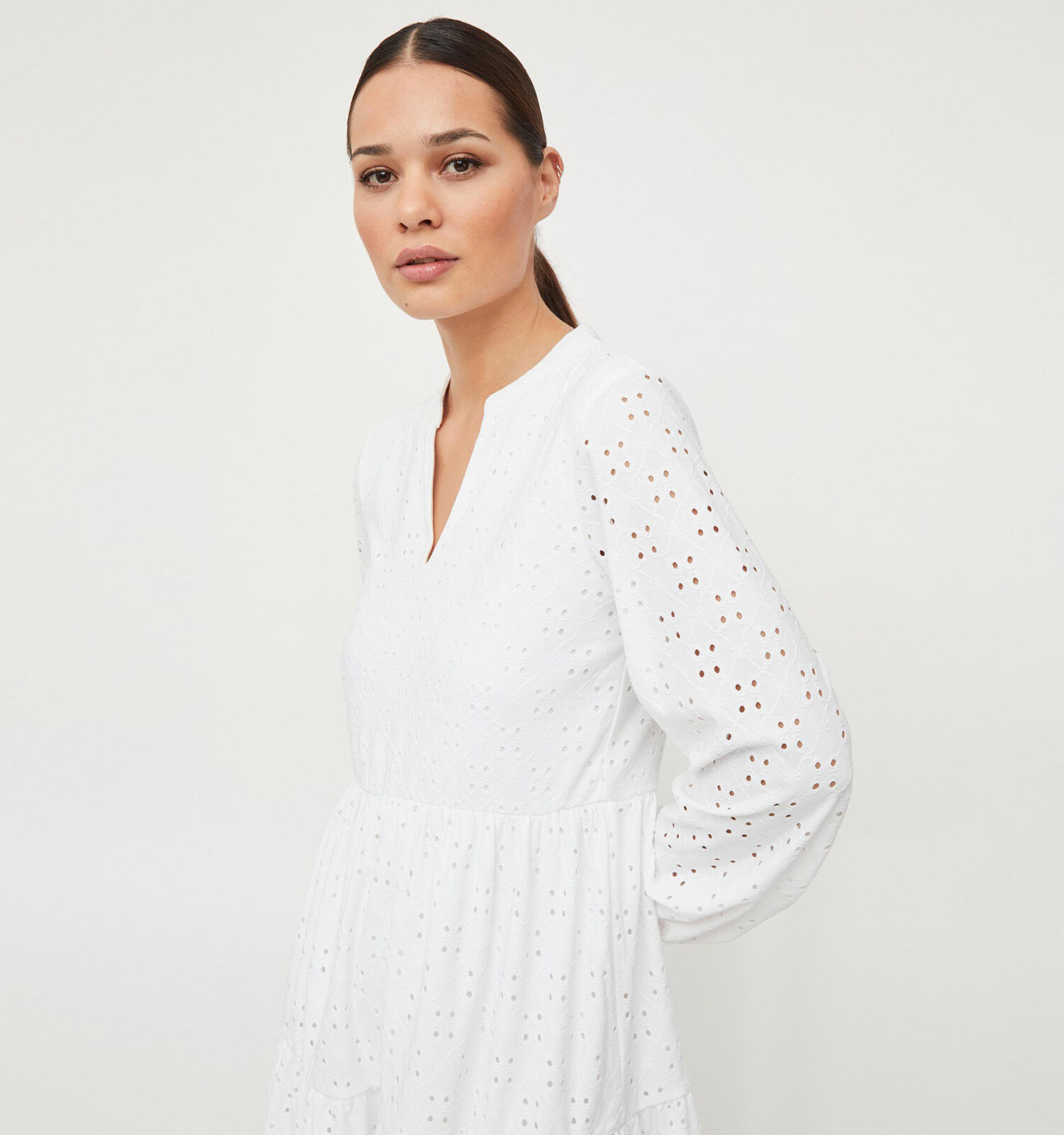 Vila Kawa Witte Geborduurde Jurk Dames Kleedjes Online op TORFS.BE